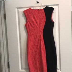 Black and Coral Color Blocked Dress